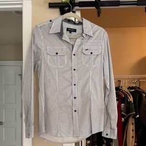 Calvin Klein Men's Blue Striped Dress Shirt